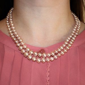 2 Tier Pink Pearl Necklace